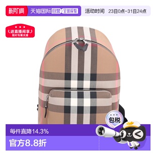 新款 饰拉链配口袋春季 纺织格纹装 自营BURBERRY博柏利双肩背包经典