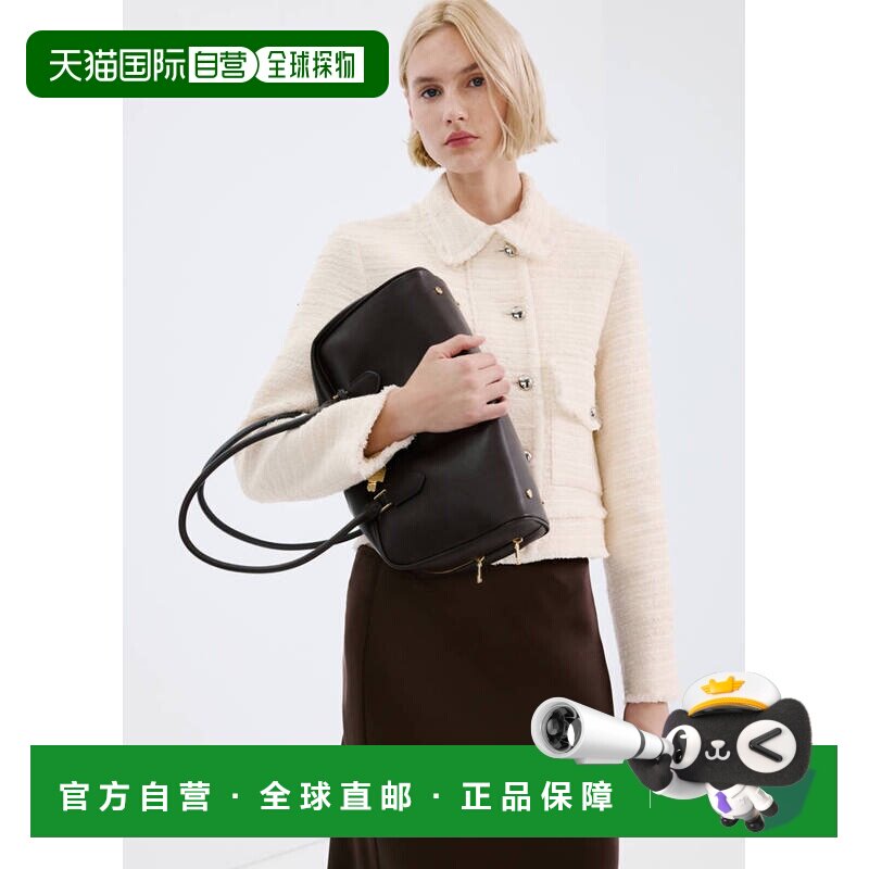 自营欧洲直邮MANGO 女士米白色粗花呢翻领夹克