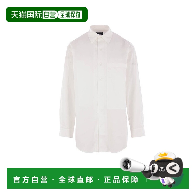 1h可退 香港直邮Y-3 男士 標誌印花府綢襯衫 KB4599 white白色 舒