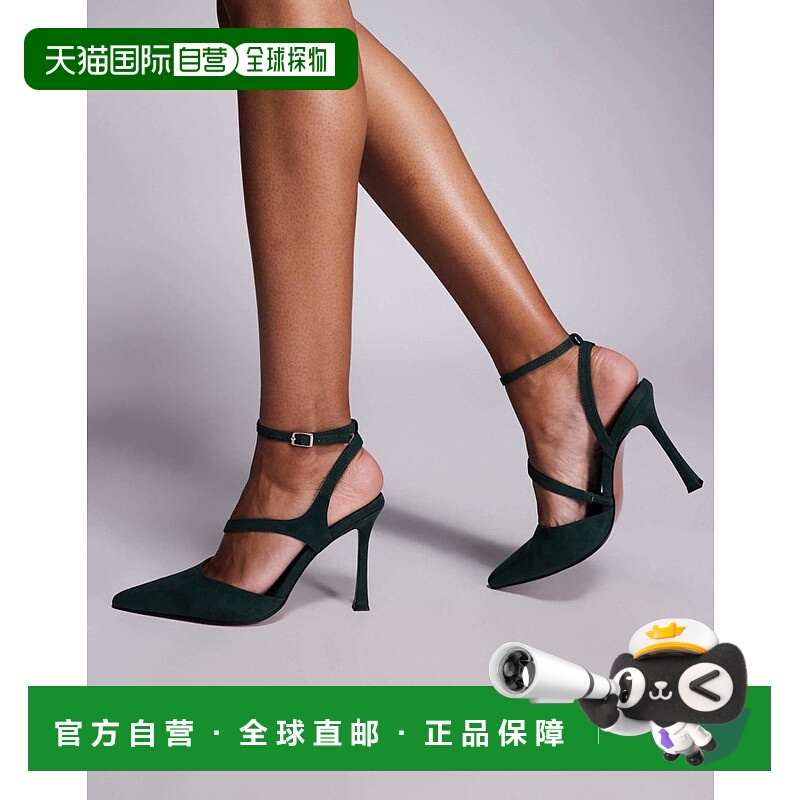 1h可退 香港直邮ASOS 女士 Past suedette 设计高跟森林绿鞋