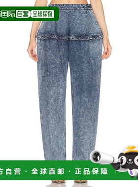 1h可退 香港直邮Alaia 女士 收腰阔腿牛仔裤 AA9P1162T535A阔腿裤