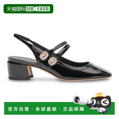 自营欧洲直邮FERRAGAMO菲拉格慕 女士黑色水牛皮方头玛丽珍高跟鞋