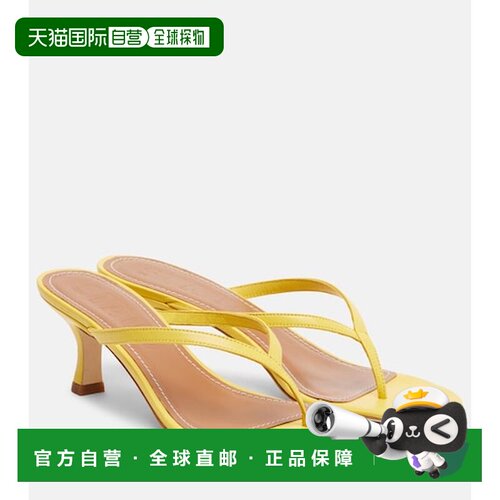 香港直邮Staud 女士 Freja 皮质人字拖 yellow 黄色凉鞋时尚舒适