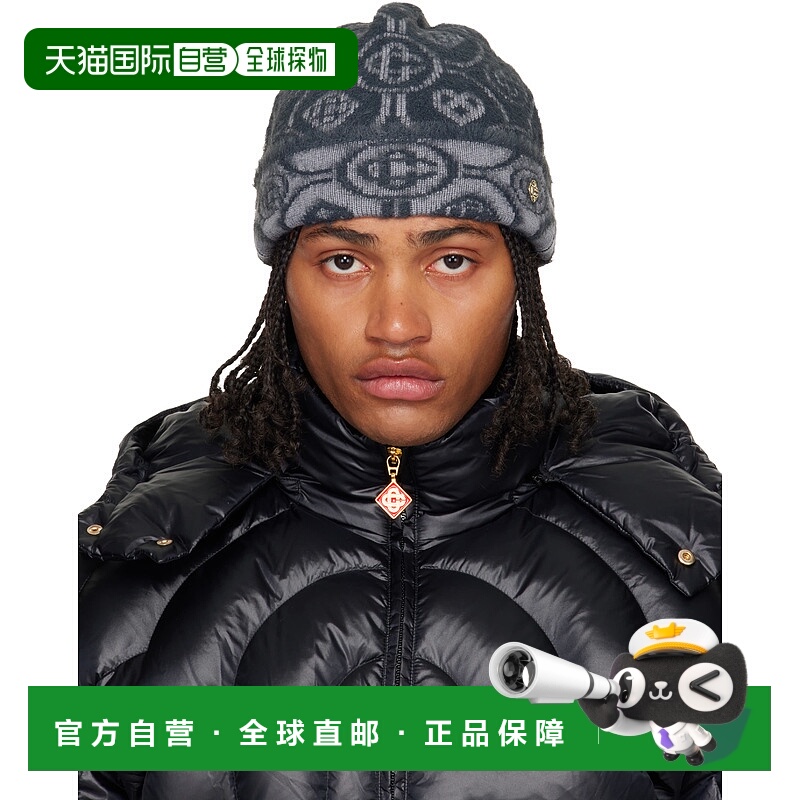 1h可退 香港直邮Casablanca 男士 灰色 Fluffy Monogram 毛线帽 A