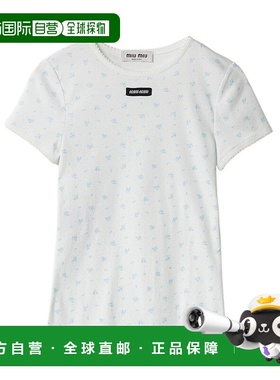 香港直邮Miu Miu 罗纹针织T恤 MJNA0818ZUSOOO短袖