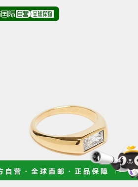 1h可退 香港直邮ASOS 男士 signet 设计防水不锈钢水晶戒指(金色)