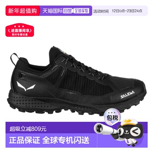 自营欧洲直邮SALEWA PEDROC男士黑色织物低帮徒步鞋