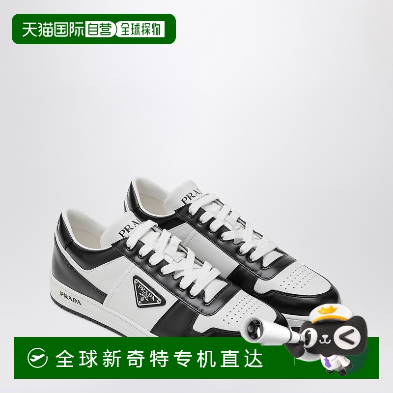 1h可退 香港直邮Prada 普拉达 男士 DOWNTOWN 皮质运动鞋(白色/黑