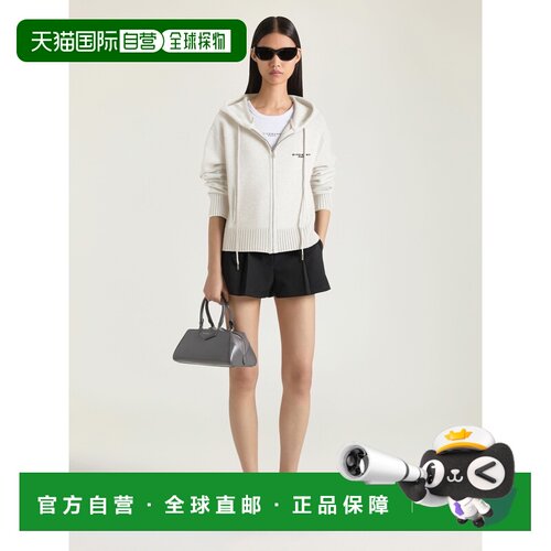 自营欧洲直邮Givenchy纪梵希 女士米白色羊毛羊绒拉链连帽针织衫