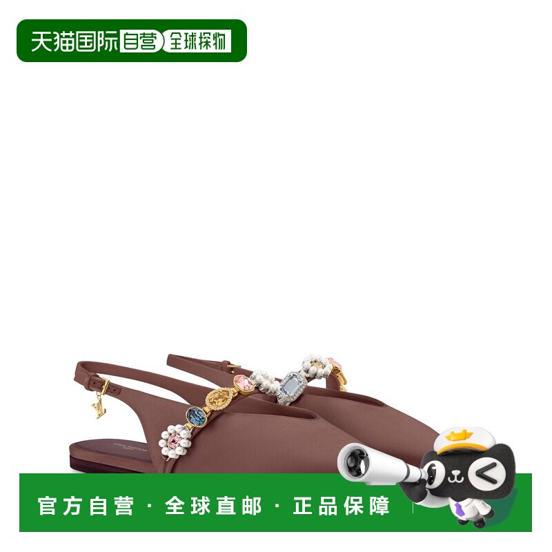 自营欧洲直邮LV路易威登 Gala女士裸色缎面露跟芭蕾舞鞋女鞋单鞋