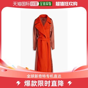 香港直邮Maison 女士缎面拼块羊毛毡风衣 Margiela