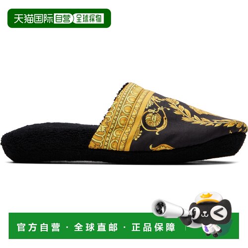 香港直邮versace 范思哲 男士 黑色 I ♡ Baroque 拖鞋 ZSLB00002Z