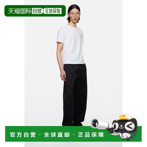自营欧洲直邮Acne Studios 男士黑色棉质缎面裁缝裤休闲裤直筒裤