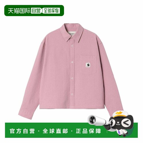 自营Carhartt WIP Toland女士粉雾色棉logo标识长袖衬衫