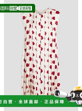 1h可退 香港直邮KHAITE 女士 Blaz cupro-satin 褶裥印花连衣裙 5