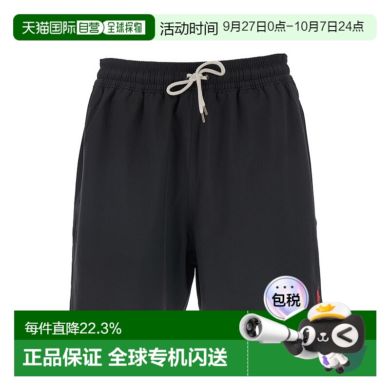 1h可退 香港直邮拉夫劳伦男士黑色休闲百搭刺绣直筒短裤沙滩裤