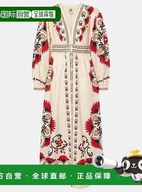 1h可退 香港直邮FARM RIO 女士 Cashew Mandala 奶油色印花长款连