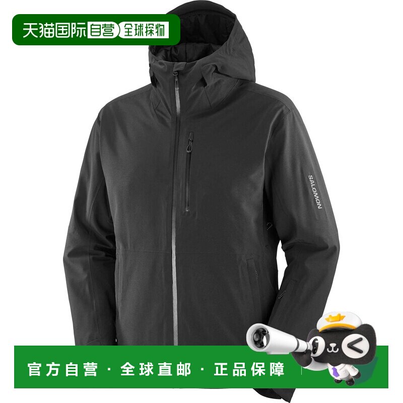 自营欧洲直邮Salomon Highland男士黑色聚酯纤维连帽滑雪外套夹克										