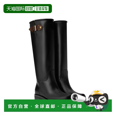 自营1h可退 欧洲直邮LV路易威登 Biker女士黑色皮革金属搭扣高筒
