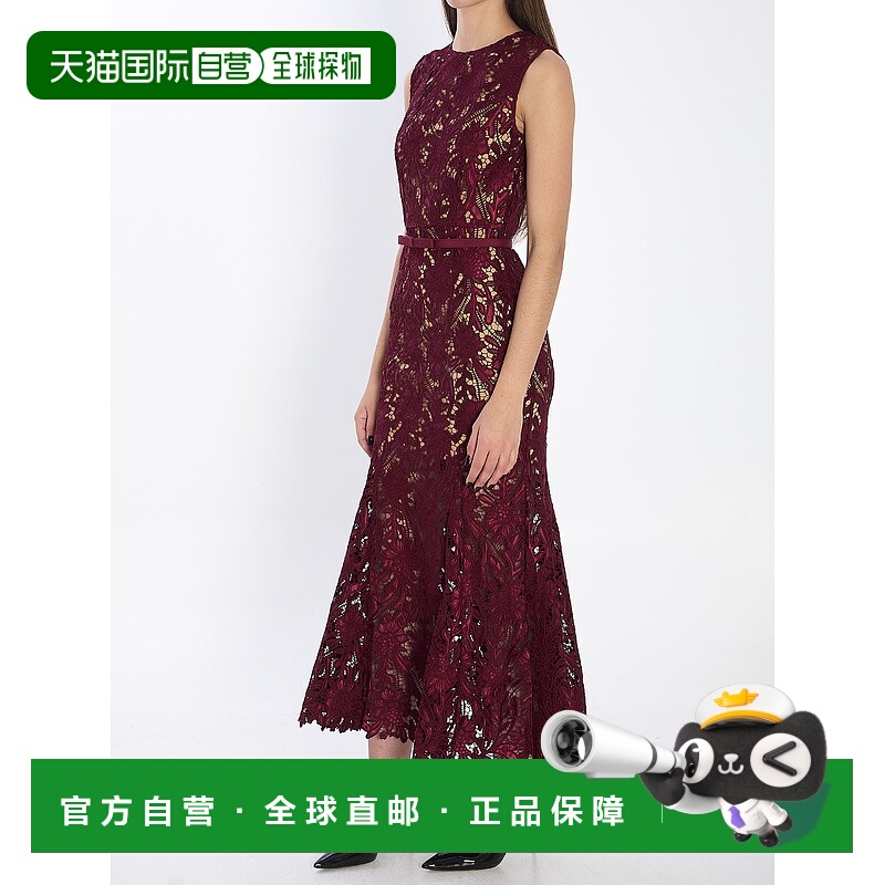 香港直邮Self-Portrait 女士 凸纹花边蕾丝中长连衣裙 RS26167MAB