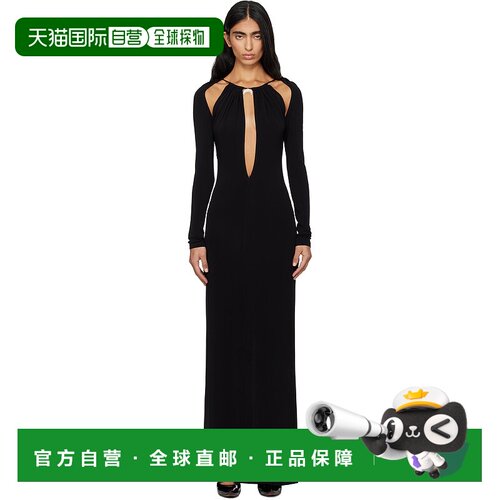 香港直邮Marine Serre 女士 黑色 Draped Jersey Ls 连衣裙 WDR41