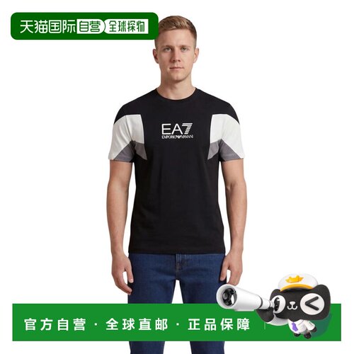 香港直邮EA7 男士户外T恤 7M001603AF12503UC001 SS2026 黑色