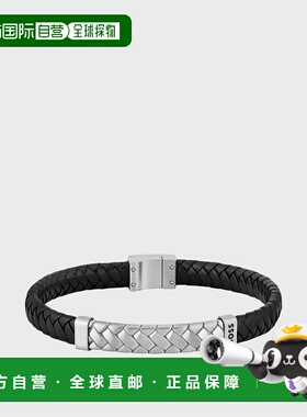 自营欧洲直邮HUGO BOSS雨果BOSS ORANGE人字形金属饰边黑色编织皮