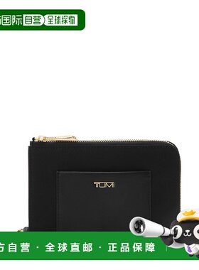 自营欧洲直邮Tumi途明 Voyageur女士黑色/金色尼龙logo标识护照夹