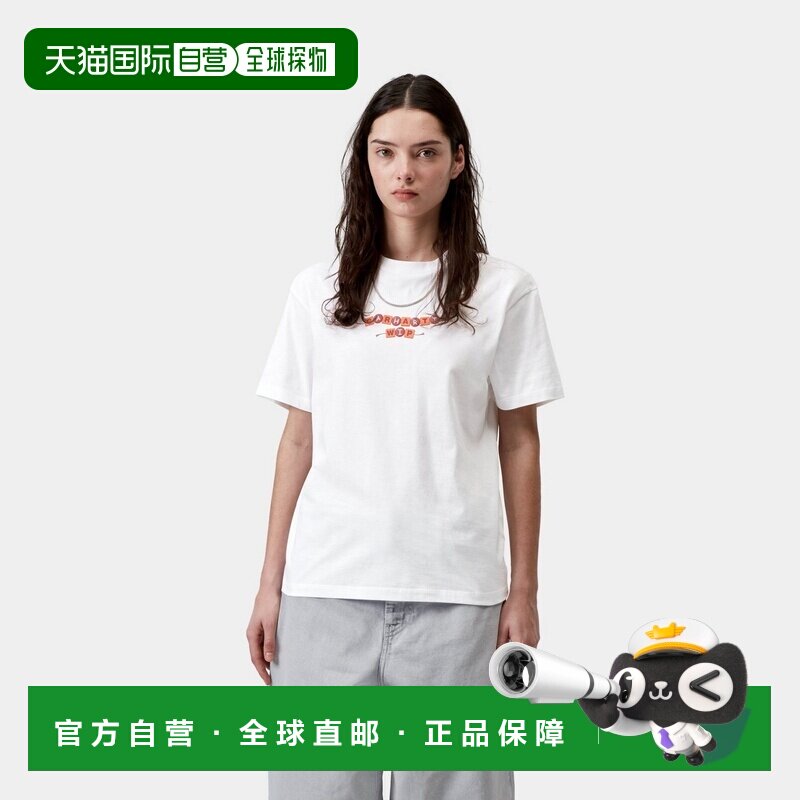 自营欧洲直邮Carhartt WIP ABC女士白色有机棉印花短袖T恤图片