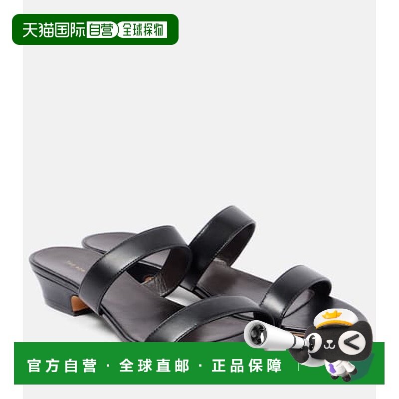 1h可退 香港直邮The Row 女士 Awar 皮质凉鞋 black黑色 舒适时尚