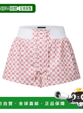 自营欧洲直邮LV路易威登 Monogram 3D女士鲜红色棉老花图案短裤