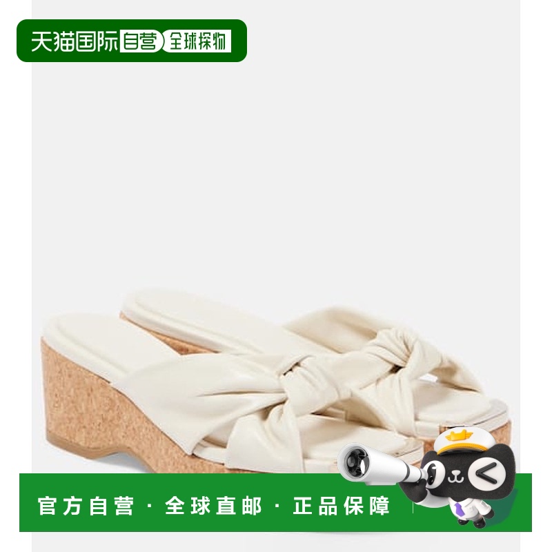 1h可退 香港直邮Jimmy Choo 周仰杰 女士 Avenue 50 皮质坡跟凉拖