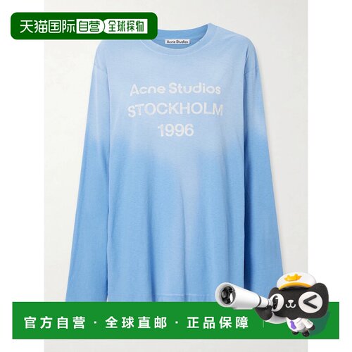 1h可退 Acne Studios 艾克妮 女士 蓝色 Sprayed 1996 Logo T恤 C