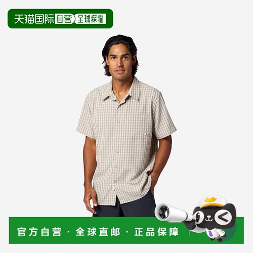 自营欧洲直邮Marmot土拨鼠 Eldridge男士米白色迷你格纹短袖衬衫