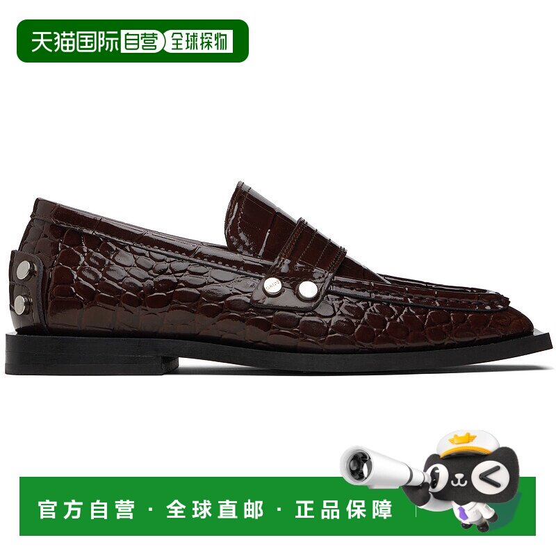 1h可退 香港直邮GANNI 甘尼 女士 棕色铆钉乐福鞋 S3116 舒适时尚