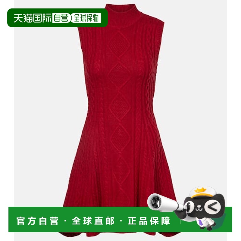 香港直邮Staud 女士 Charade 粗线针织羊毛混纺迷你连衣裙