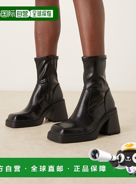 香港直邮ASOS 女士 Reign 设计方头中跟防水台高跟鞋(黑色)靴子