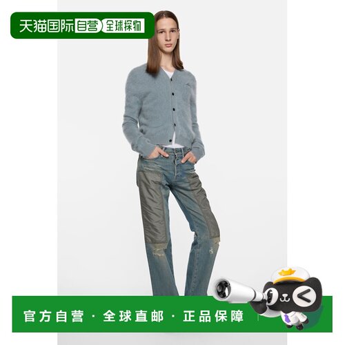 自营欧洲直邮Acne Studios 男士风暴灰色羊绒V领开衫男装