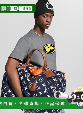 自营1h可退 欧洲直邮LV路易威登 男士橙色人造毛皮锁头造型包饰