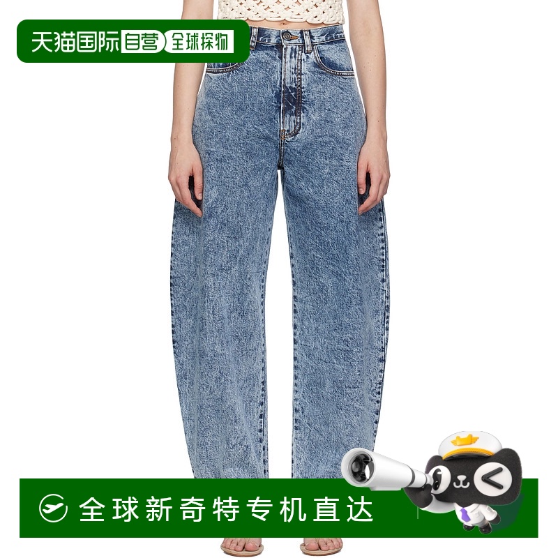 1h可退 香港直邮Alaia 女士 蓝色 High Waisted Round 牛仔裤 AA9
