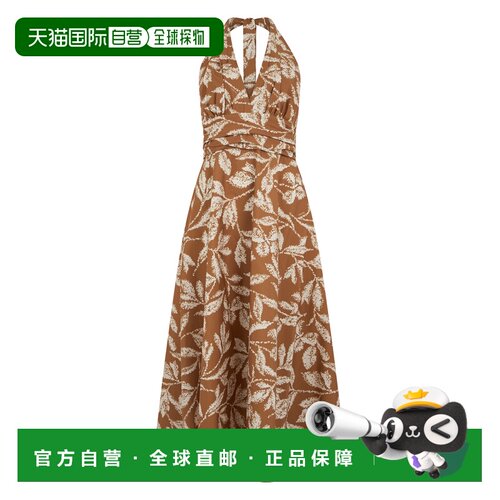 1h可退 香港直邮MaxMara 麦斯玛拉 女士 棉质印花中长连衣裙 MXMB
