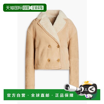 1h可退 香港直邮Sandro 女士 双排扣毛羊皮夹克 SFPOU00566BEIGE