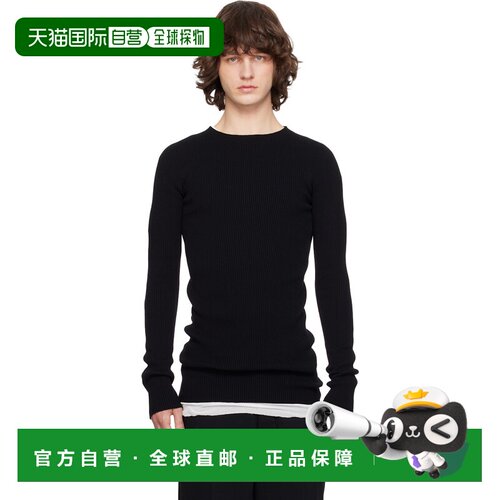 香港直邮rick owens 瑞克 欧文斯 男士 黑色 Temple Ribbed Round