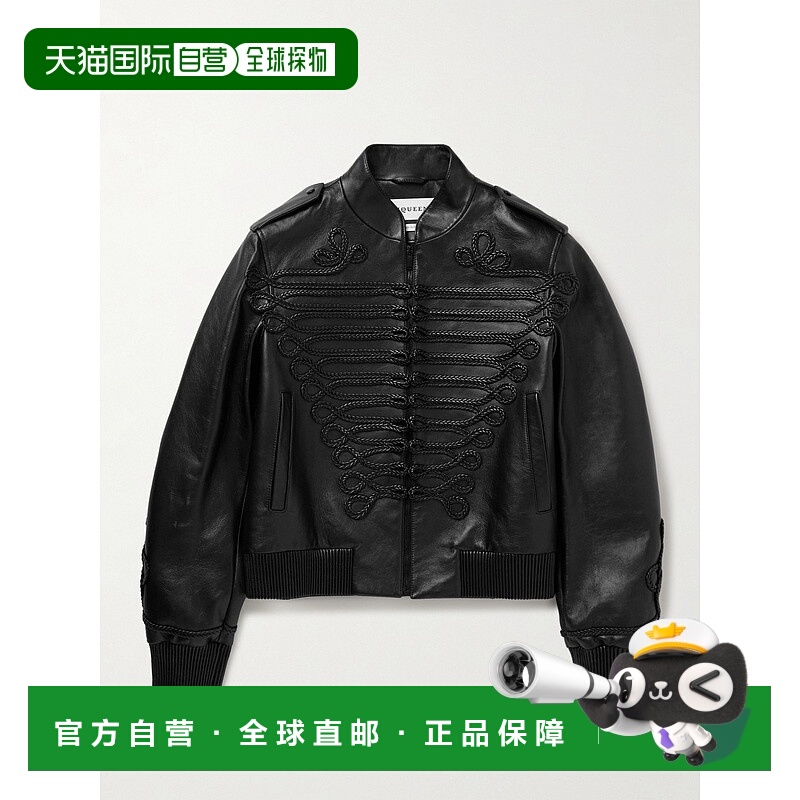 香港直邮mcqueen 亚历山大 麦昆 男士 嵌花皮革短夹克 842568Q5AQ