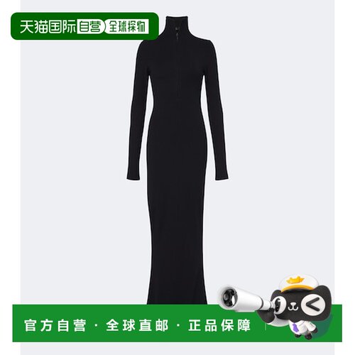 香港直邮Mugler 穆勒 女士 高领羊毛混纺针织长款连衣裙