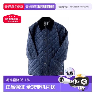 自营欧洲直邮Burberry博柏利男士 格纹单排扣双面翻领棉服新年礼物