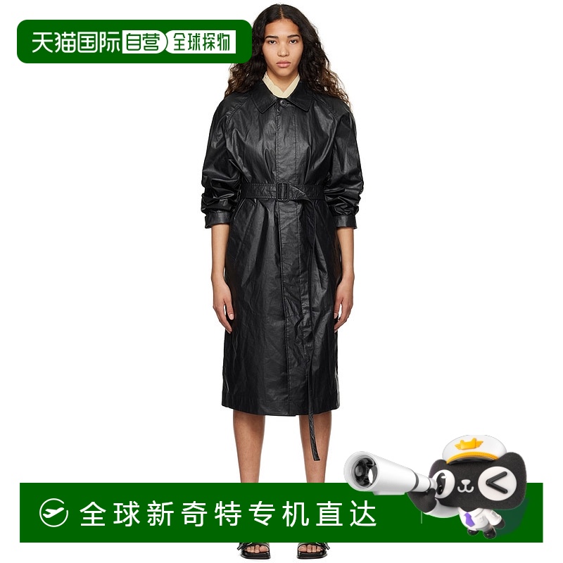 1h可退 香港直邮Lemaire 女士 黑色 Rain 束带大衣 CO1001LF095新