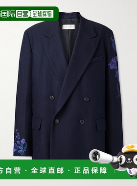 香港直邮Dries Van Noten 德赖斯 范诺顿 男士 双排扣刺绣羊毛法