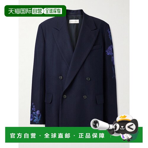 香港直邮Dries Van Noten 德赖斯 范诺顿 男士 双排扣刺绣羊毛法