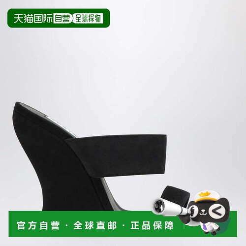 1h可退 香港直邮alaia 女士 波浪纹绒面革凉拖(黑色) AA3S3005C0H